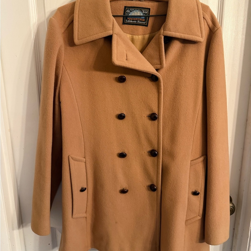 Vintage Classic Camel Double-Breasted Pea Coat Women’s Large